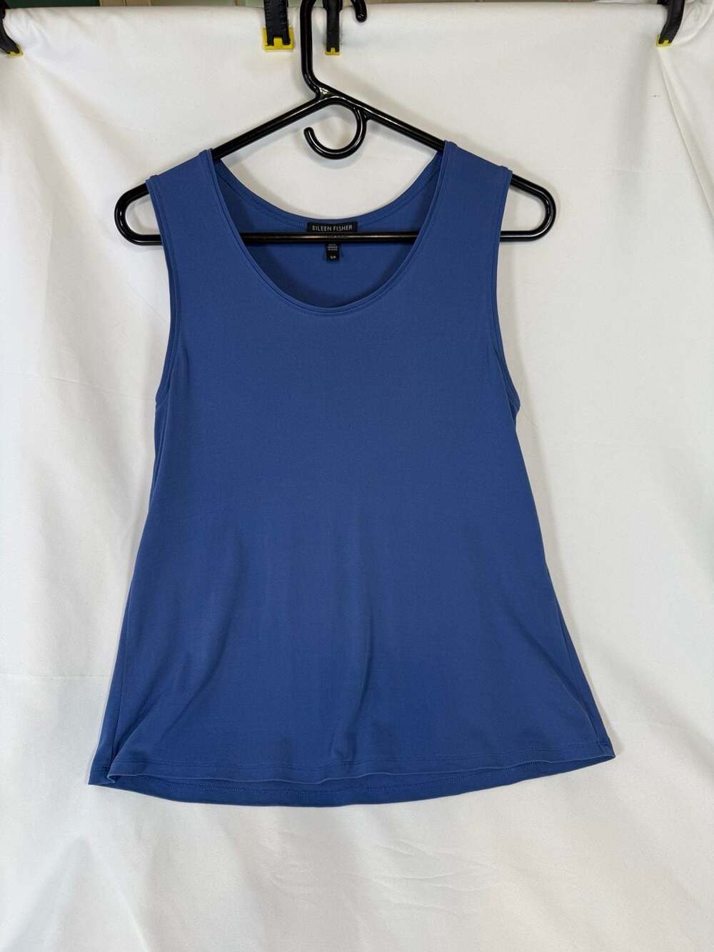 Quiet Luxury Elevated Minimalist Eileen Fisher Scoop Neck Sleeveless Tank Top Bl